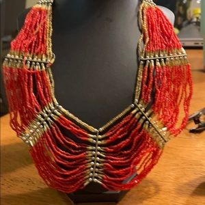 Vintage Multilayer Red Choker